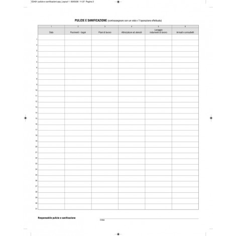 Registro pulizia e sanificazione in azienda 24,5x31cm 40 fogli - 1pz
