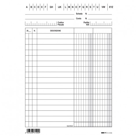 Schede 2 colonne verticale 12x17cm - 100pz