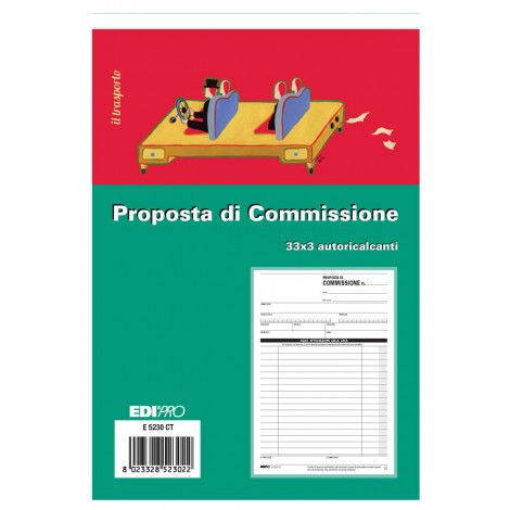 Blocco copia commissione, 33 pagine per 3 copie, autoricalcante 22x14,8cm - 1pz
