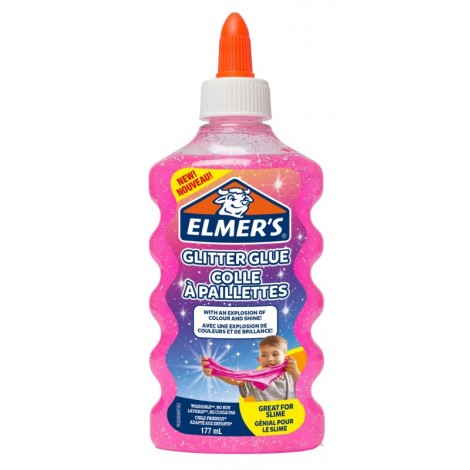 Colla liquida 177ml glitterata. Unita al liquido magico si trasforma in uno Slime colore rosa