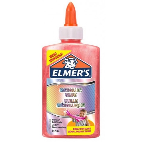 Colla liquida 147ml metallizzato. Unita al liquido magico si trasforma in uno Slime colore rosa metallizzato