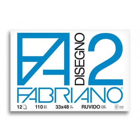 F2 - Album da disegno blocco FABRIANO 2, ruvido, 12 fogli, 33x48cm