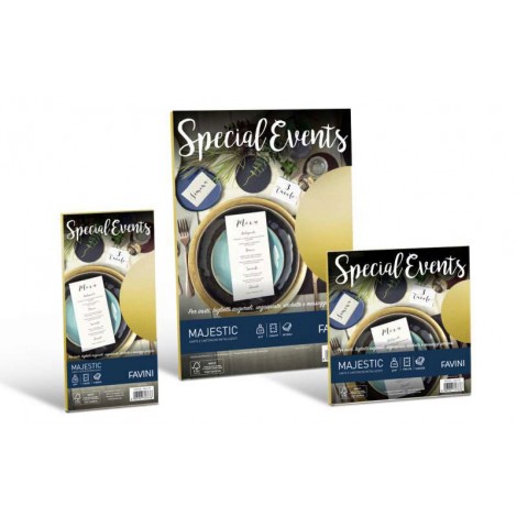 Favini Special events - Buste C4 - Carta colore bianco metalizzato, formato 11x22cm, 10 buste, 120gr - 1pz