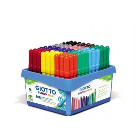 Giotto Box pennarelli TURBO MAXI SCHOOLPACK colori assortiti 108pz