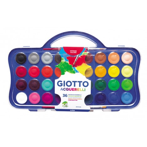 Acquerelli standard GIOTTO, pastiglie di tempera, la pittura puo` essere diluita con acqua 36 colori assortiti