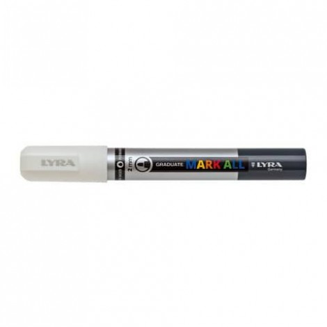 Lyra Mark All - Marcatore permanente con inchiostro a base d`acqua tratto 2mm colore bianco - Prezzo singolo, ord. minimo 6pz