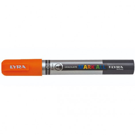 Lyra Mark All – Marcatore permanente con inchiostro a base d`acqua tratto 2mm colore arancione – Prezzo singolo, ord. minimo 6pz