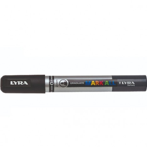 Lyra Mark All – Marcatore permanente con inchiostro a base d`acqua tratto 2mm colore nero – Prezzo singolo, ord. minimo 6pz