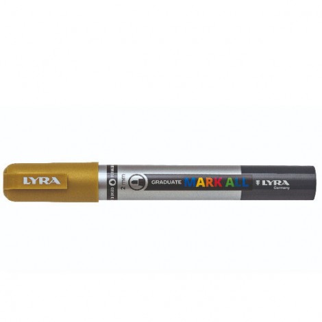 Lyra Mark All – Marcatore permanente con inchiostro a base d`acqua tratto 2mm colore oro – Prezzo singolo, ord. minimo 6pz