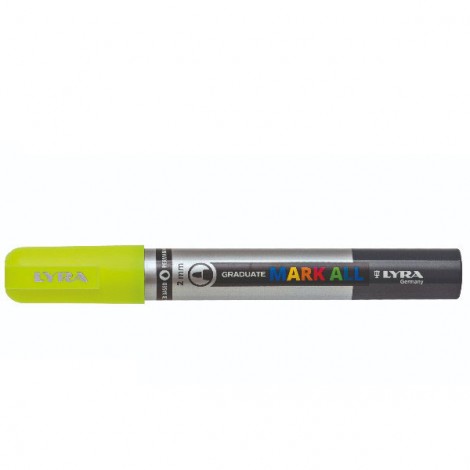 Lyra Mark All - Marcatore permanente con inchiostro a base d`acqua tratto 2mm colore giallo fluo - Prezzo singolo, ord. minimo 6pz