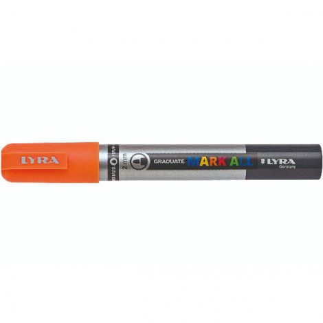 Lyra Mark All – Marcatore permanente con inchiostro a base d`acqua tratto 2mm colore arancione fluo – Prezzo singolo, ord. minimo 6pz
