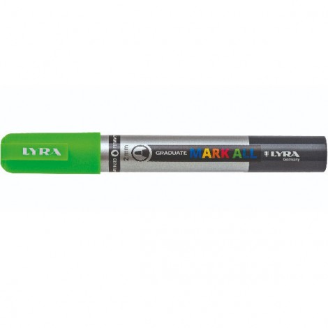 Lyra Mark All – Marcatore permanente con inchiostro a base d`acqua tratto 2mm colore verde fluo – Prezzo singolo, ord. minimo 6pz