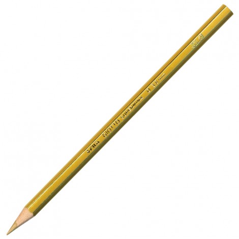 Astuccio con 12 pastelli, forma esagonale e diametro 7,6mm, lunghezza 18cm, mina ricca di pigmenti colore oro