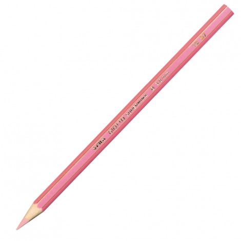 Astuccio con 12 pastelli, forma esagonale e diametro 7,6mm, lunghezza 18cm, mina ricca di pigmenti colore rosa