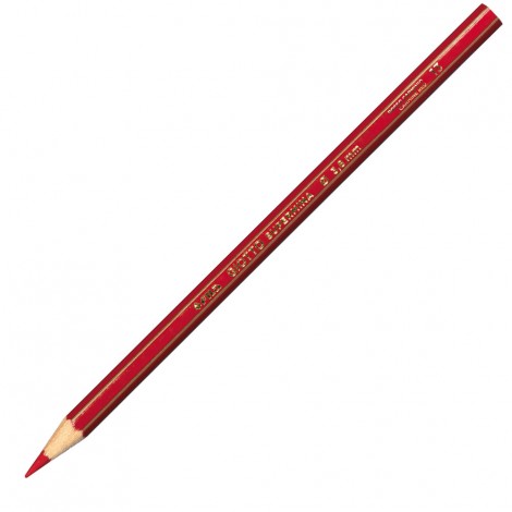 Astuccio con 12 pastelli, forma esagonale e diametro 7,6mm, lunghezza 18cm, mina ricca di pigmenti colore rosso carminio
