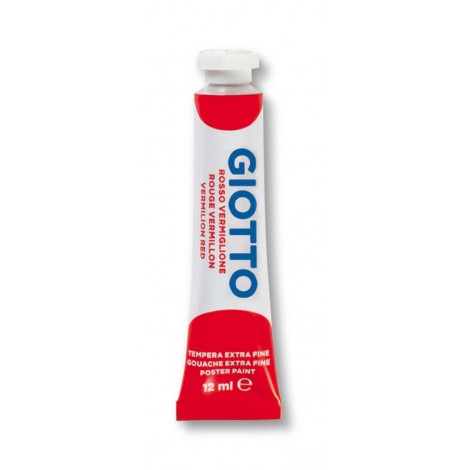 Tempera ultrafine concentrata in tubetto di alluminio, densa e coprente, diluibile con acqua colore rosso vermiglione 12ml