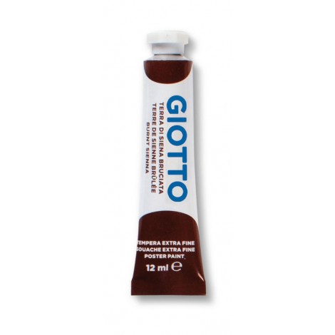 Tempera ultrafine concentrata in tubetto di alluminio, densa e coprente, diluibile con acqua colore terra di siena bruciata 12ml