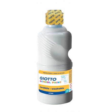 Tempera a base acrilica pronta all`uso, utilizzabile su vetro, plastica, legno, con tappo dosatore e impugnatura ergonomica 250ml colore bianco