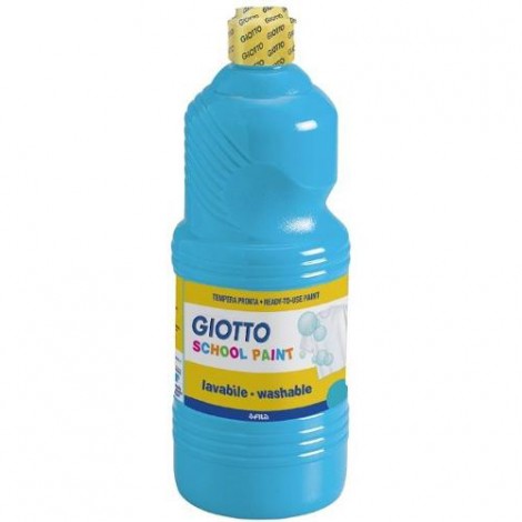 Tempera a base acrilica pronta all`uso, utilizzabile su vetro, plastica, legno, con tappo dosatore e impugnatura ergonomica 250ml colore ciano