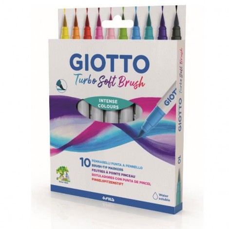Astuccio TURBO Soft Brush con 10 pennarelli, inchiostro a base d`acqua, punta in pennello flessibile colori assortiti