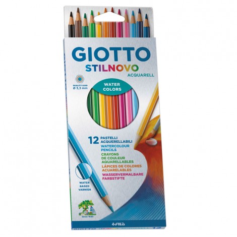 Astuccio pastelli STILNOVO ACQUARELL - Astuccio con 12 pastelli esagonali acquerellabili colori assortiti