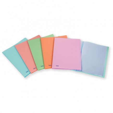 Portalistini Favorit Pastel, 20 buste 22x30cm - Portalistini in PPL effetto metalizzato con 20 buste, formato utile 22x30cm, finitura liscia, colori assortiti pastello. Prezzo singolo, ord. minimo 25pz
