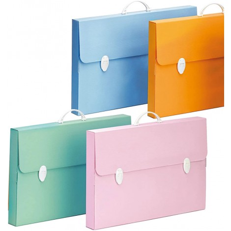 Valigetta polionda 36,5x56,5x5,5cm, 2 chiusure colori assortiti pastello