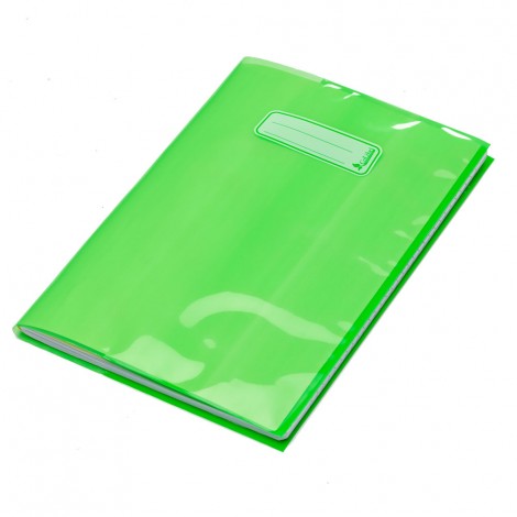 Colibrì – Foderine maxi per quaderni – Cover maxi in PE con 2 tasche per inserimento quaderno e finestrino con etichetta, 140my colore verde trasparente