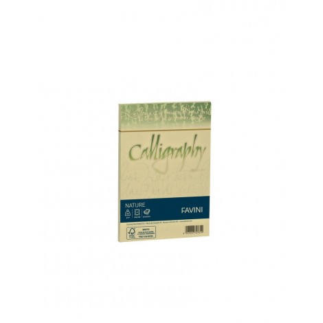 Favini Calligraphy - Buste nature J7 - Carta colore oliva, formato 12x18cm, 25 buste, 120gr - 1pz