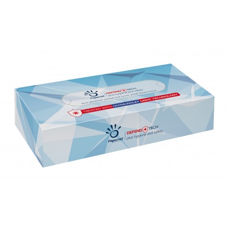 Veline facciali DEFENDTECH in pura cellulosa, 100 strappi, dimensione 21x20cm, 2 veli
