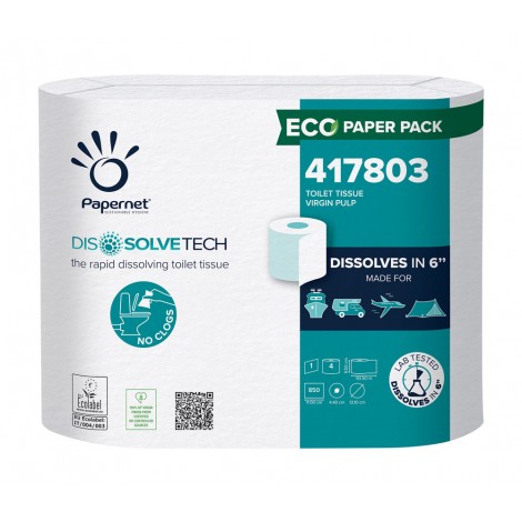 Carta igienica DissolveTech, a rapido dissolvimento, 94m, 850 strappi in pura cellulosa, 1 velo