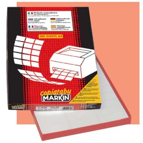 Markin Etichette adesive in fogli A4 - Multiuso - 1400 etichette adesive permanenti con angoli tondi (99.1mmx38.1mm), 14 etichette per foglio - 100 fogli