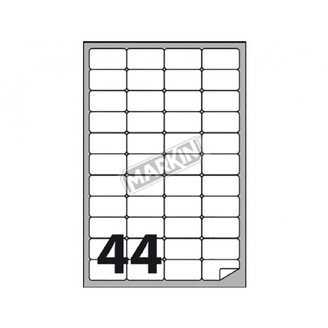 Etichette adesive in fogli A4 – 4400 etichette adesive bianche permanenti con angoli arrotondati (47,5x25,5mm), 44 etichette per foglio - 100 fogli