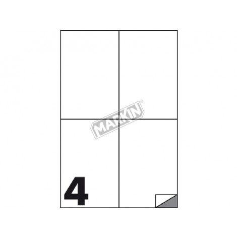 Etichette adesive in fogli A4 – 400 etichette adesive bianche super permanenti senza margini (105x148,5mm), 4 etichette per foglio - 100 fogli
