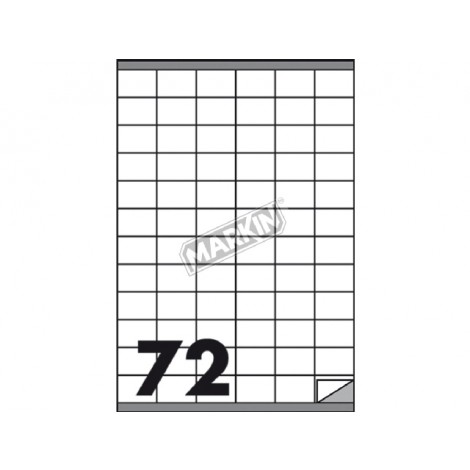 Etichette adesive in fogli A4 - 7200 etichette adesive bianche permanenti con margini (35x23,5mm), 72 etichette per foglio - 100 fogli