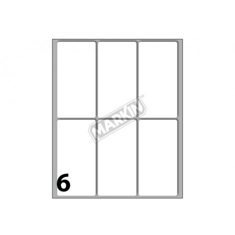Etichette adesive in fogli – Multiuso –  60 etichette adesive permanenti (73mmx37mm), 6 etichette per foglio, 10 fogli - Prezzo singolo, ord. minimo 10pz