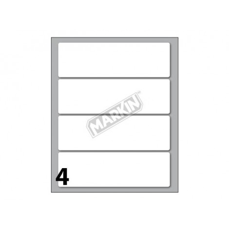 Etichette adesive in fogli – Multiuso – 40 etichette adesive permanenti (110mmx34mm), 4 etichette per foglio, 10 fogli - Prezzo singolo, ord. minimo 10pz