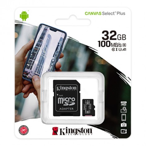 Kingston Micro SDHC Card 32GB, velocità di lettura fino a 100MB/s, adattatore incluso - 1pz