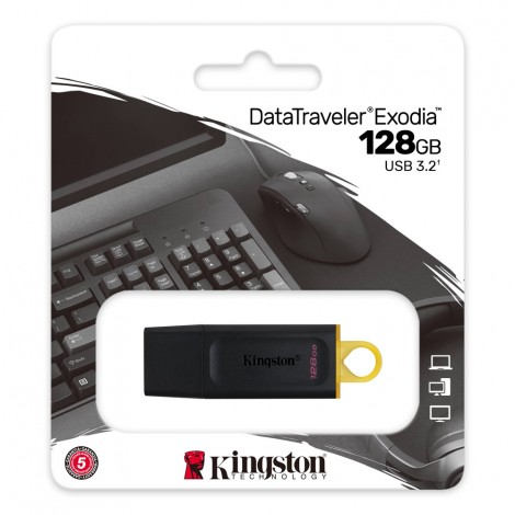 Pen Drive DataTraveler Exodia USB 3.2 da 128GB - Flash Drive 128GB, velocità di lettura fino a 100MB/s - 1pz