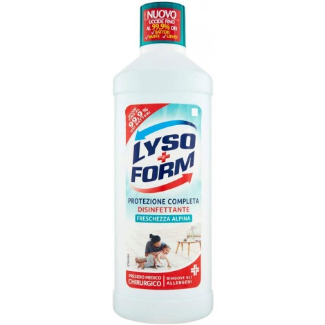 Detergente LYSOFORM per pavimenti - Detergente per pavimenti disinfettante, uccide fino al 99,9% dei batteri ed allergeni, presidio medico chirurgico, freschezza alpina 1,25lt