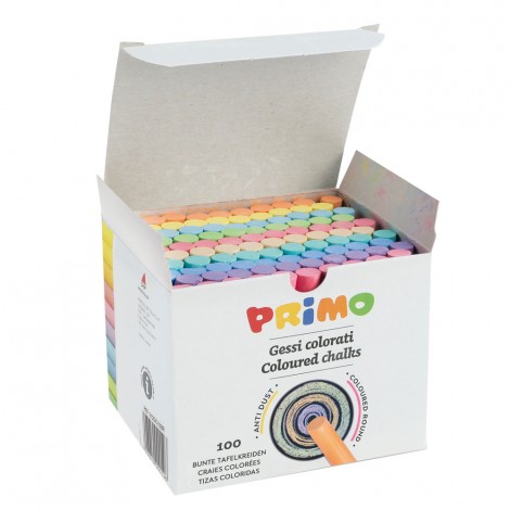 Primo Morocolor Box 100 gessetti colorati rotondi, non polverosi