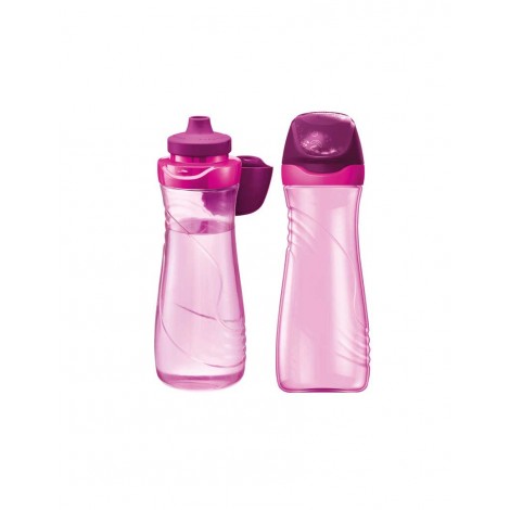 Borraccia ORIGINS facile da aprire con sistema "push system" per l`erogazione del liquido, totalmente smontabile, 580ml colore rosa