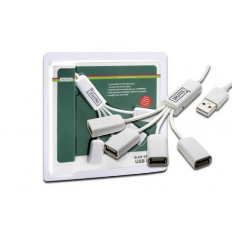 Digitus DA-70216 HUB USB 2.0 CON 4 PORTE A CODA Ideale per avere alcune porte USB una certa distanza tra il pc o notebook e il dispositivo, e facile da alloggiare nella borsa del notebook.