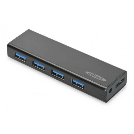 HUB 4 porte USB 3.0 con alimentatore, Trasferimento dati fino a 5GB, adattatore 5V/2A.