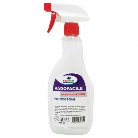 Sgrassatore VADOFACILE, smacchiatore, igienizzante spray con trigger, colore bianco opalescente, profumazione marsiglia, per lavabi, piani e cappe, la pulizia di tessuti, potente contro lo smog - per alberghi, case, scuole - conforme al metodo 750ml