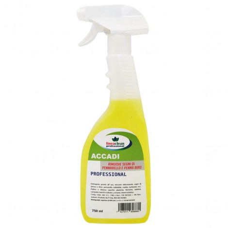 Detergente ACCADI per macchie - Detergente professionale che scioglie istantaneamente da tutte le superficie lavabili, macchie d`inchiostro, pennarello indelebile, ect 750ml