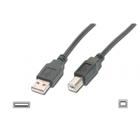 Cavo USB 2.0 connettori A-B doppia schermatura 1,8m - Cavi per connessione PC - Periferica USB 2.0, la schermatura densa permette una connessione veloce anche attraverso distanze più elevate. Velocità di trasferimento dati fino a 480 Mbps, lunghezza 1,8m