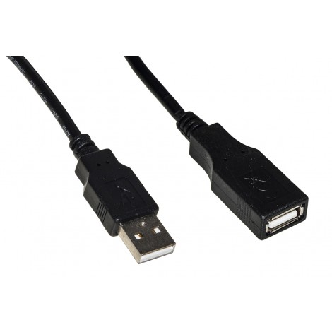 Cavo USB 2.0 maschio - femmina in rame 1m - Cavo prolunga USB 2.0 maschio/femmina. Connettore femmina isolato. Indicato per connessioni volanti in ambienti dove si rischiano falsi contatti, vicino a supporti o parti in metallo. Lunghezza 1m