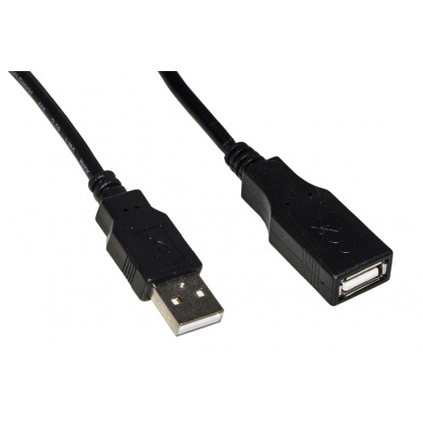 Cavo USB 2.0 maschio - femmina in rame 2m - Cavo prolunga USB 2.0 maschio/femmina. Connettore femmina isolato. Indicato per connessioni volanti in ambienti dove si rischiano falsi contatti, vicino a supporti o parti in metallo. Lunghezza 2m