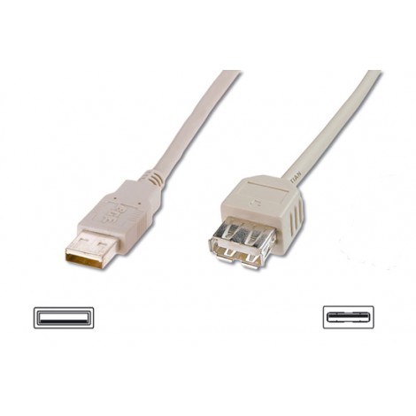 Cavo USB 2.0 maschio - femmina in rame 3m - Cavo prolunga USB 2.0 maschio/femmina. Per l`estensione di cavi USB o dispositivi. Velocità di trasferimento dati fino a 480 Mbps, lunghezza 3m - colore grigio.